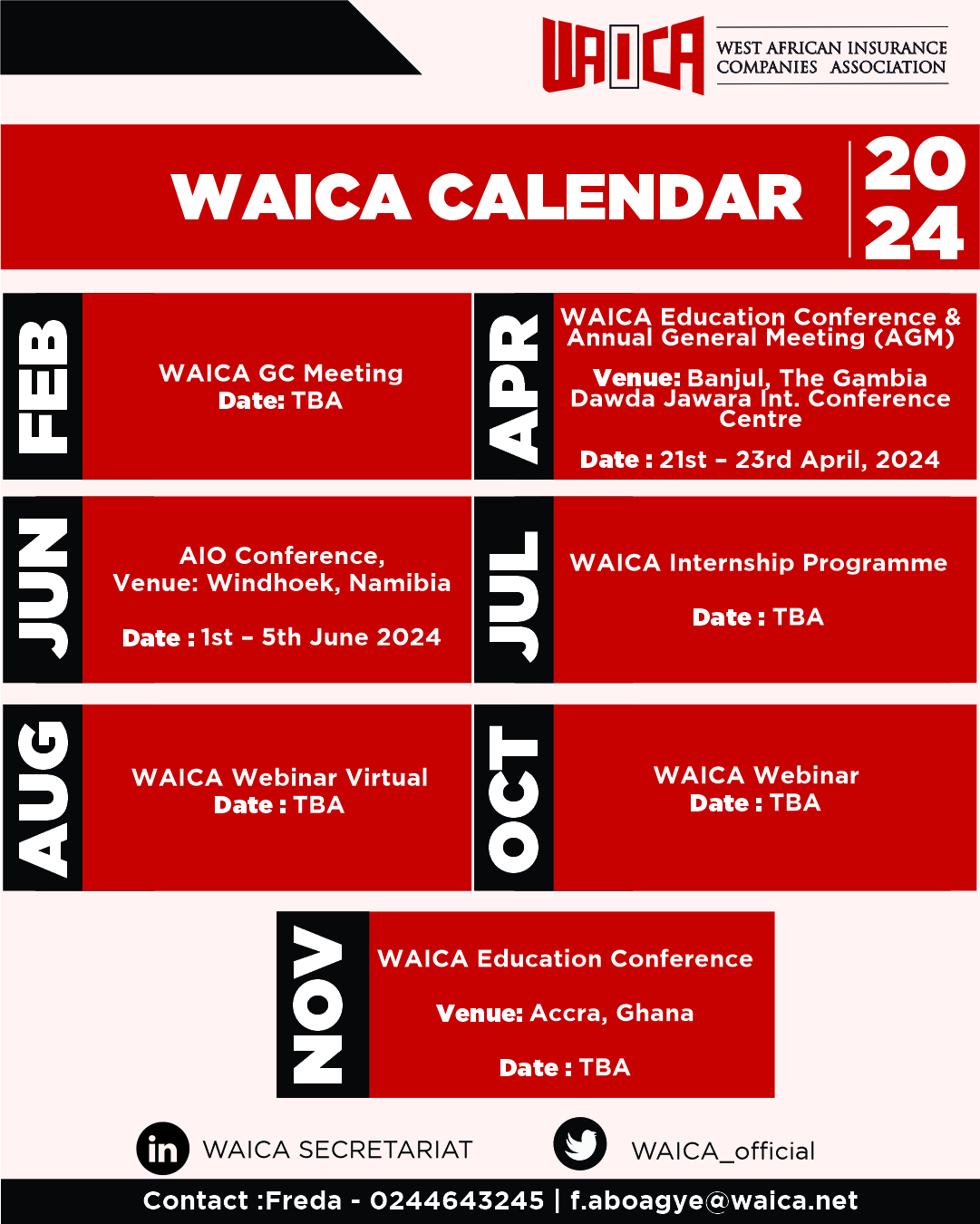 WAICA – Calendar 2024